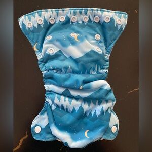 Mountain Sky Blue Newborn All In One Cloth Diaper